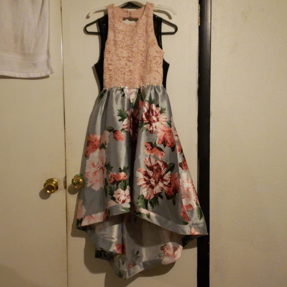 A pink dress  with flowers
